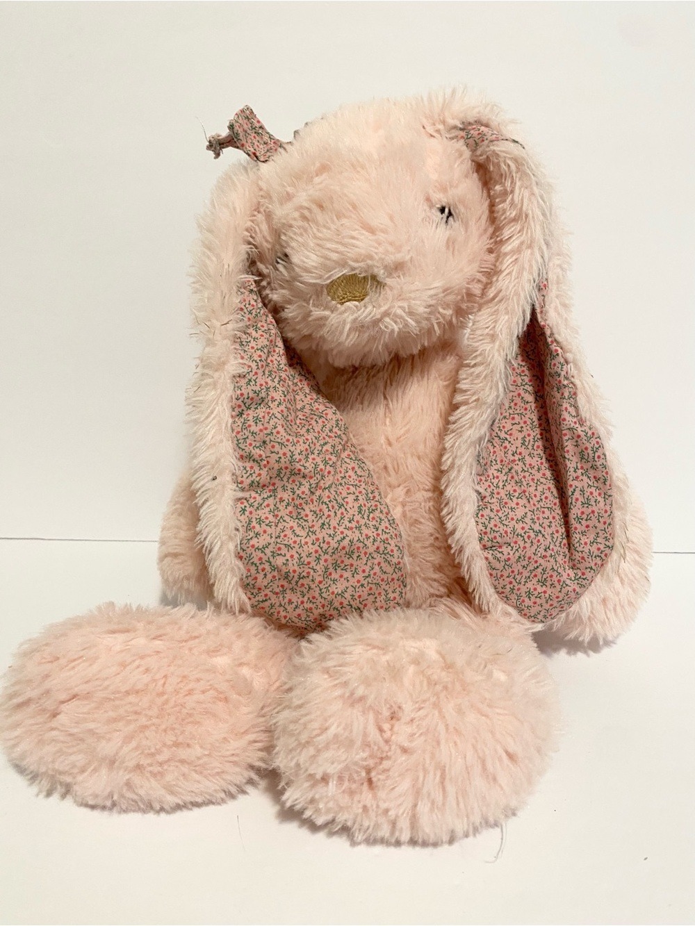 Pier 1 Imports Pink Bunny Rabbit Plush Floral Ears Floppy Stuffed Animal Toy